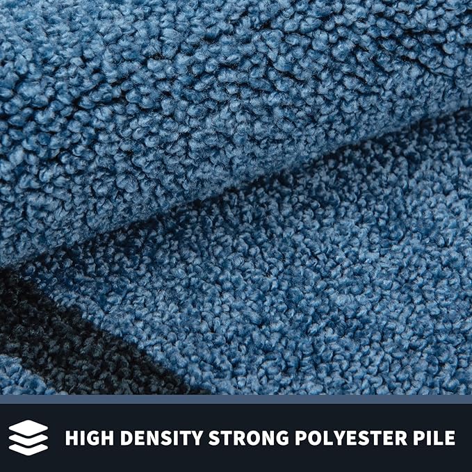 PURRUGS Dirt Trapping Door Mat 24" x 60", Non-Slip/Skid Machine Washable Entryway Rug, Shoes Scraper, Area Rug, Super Absorbent Welcome Mat for Muddy Wet Shoes and Paws, Light Blue & Navy-Ruum Studio Home