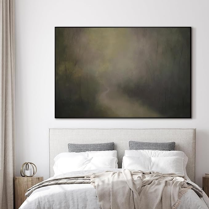 SIGNWIN 46"x72" Extra Large Framed Wall Art Muted Forest Path Soft Misty Woodland Scene Illustration for Home Living Room Bedroom Decor (Frame Assembly Required)-Ruum Studio Home