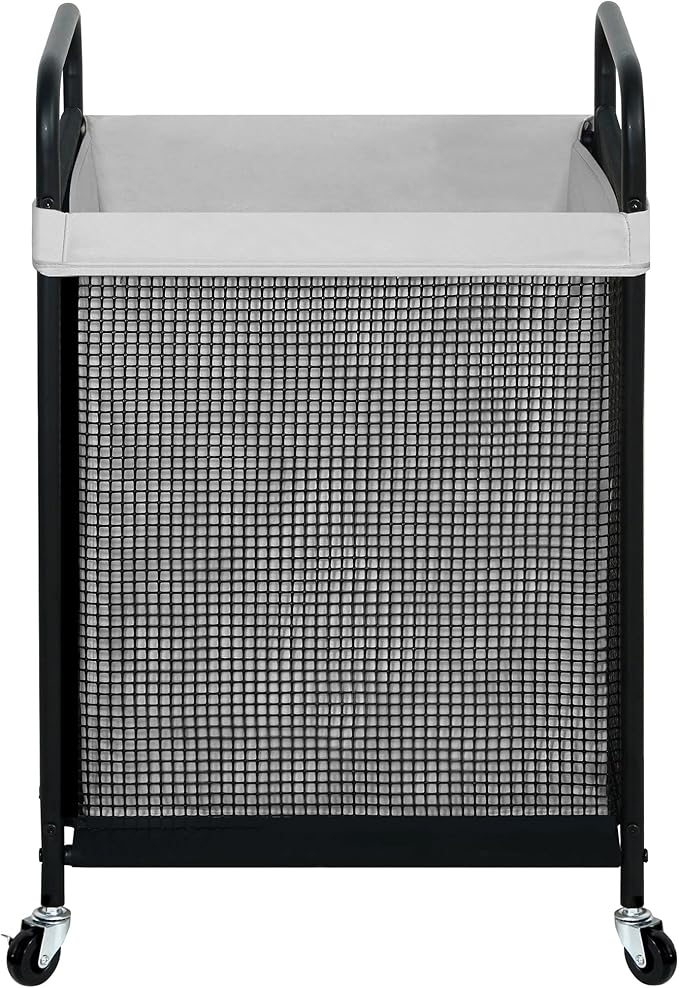 STO STO Laundry Hamper, 90L Rolling Laundry Sorter Cart with Removable and Washable Liner Bag, Rolling Clothes Hamper with Metal Handle for Laundry Room and Bedroom, Gray-Ruum Studio Home
