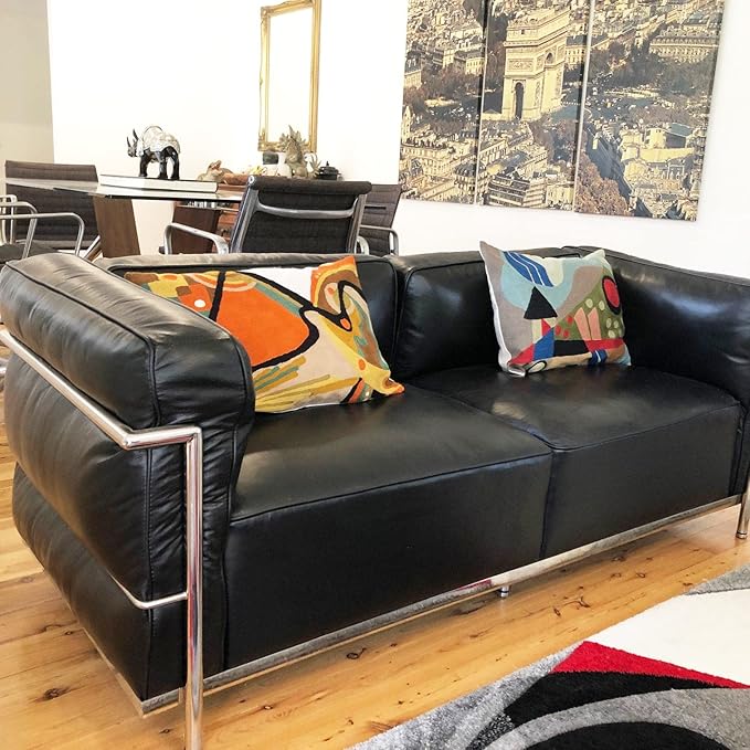 Lumbar Modern Pillow Cover - Kandinsky in Flow Burnt Orange Abstract Farmhouse Pillowcase Modern Chair Cushion Contemporary Outdoor Cushions Hand Embroidered Wool Size 14x20-Ruum Studio Home