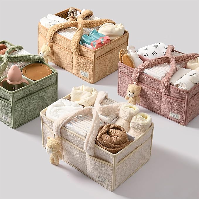 PeraBella Diaper Caddy Organizer for Changing Table, Storage Basket for Wipes, Gift for Baby Shower, Car Organizer, Nursery Organizer, Portable Storage-Ruum Studio Home