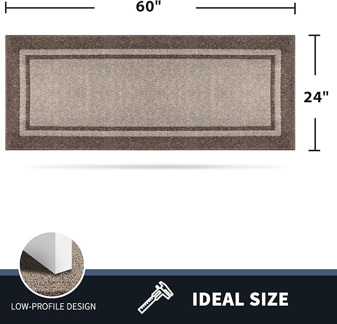 PURRUGS Dirt Trapping Door Mat 24" x 60", Non-Slip/Skid Machine Washable Entryway Rug, Shoes Scraper, Area Rug, Super Absorbent Welcome Mat for Muddy Wet Shoes and Paws, Beige & Grayish Brown-Ruum Studio Home