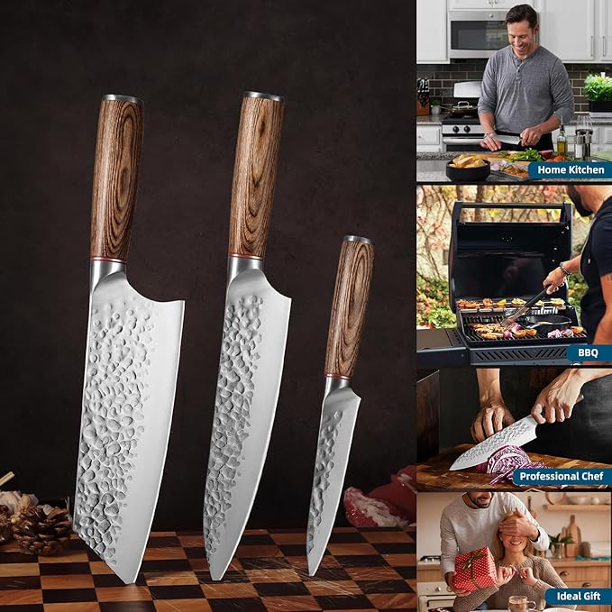 KOFERY 5PCS Chef and BBQ Knife Set with Roll Bag, High Carbon Stainless Steel Knives for Precise Cooking, Outdoor Meat Cutting(Include Sharpening Steel)-Ruum Studio Home