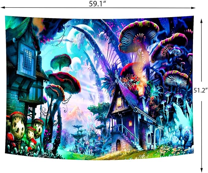 Delur Fantasy Forest Tapestry Enchanted Forest Mystical Magical Tree Tapestry Psychedelic Abstract Nature Landscape Wall Hanging Headboard for Bedroom Living Room Home Decor (51.2" x 59.1")-Ruum Studio Home