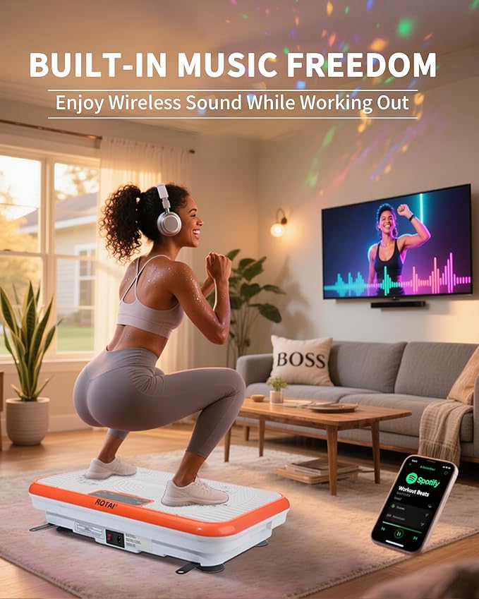 Shake Plate Vibration Exercise Machine for Lymphatic Drainage Massager & Weight Loss, 400 lbs Capacity Whole Body Vibrating Plate Workout for Women and Men-Ruum Studio Home