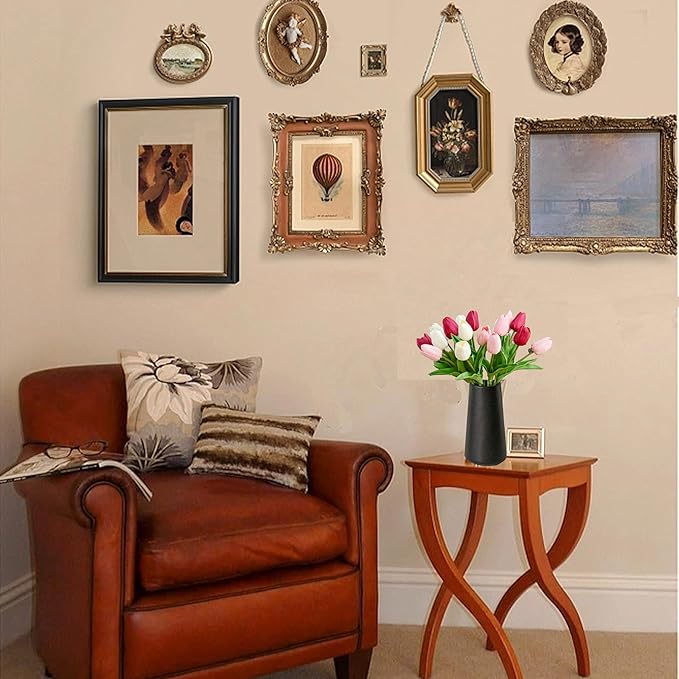 Mandy's Artificial Tulips 20 Stems Shades of Pink PU Faux Flowers for Wedding Home Decor 13.5 Inch-Ruum Studio Home