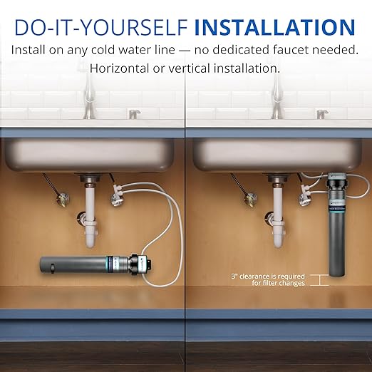 Aquasana Water Filter for Sink Faucet | Reduces 99% of 78 Contaminants Including Chlorine & Lead from Tap Water | Under Sink Filtration | Claryum Direct Connect | AQ-MF-1-Ruum Studio Home