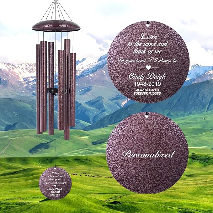 ASTARIN 36" Large Deep Tone Personalized Sympathy Wind Chimes, Memorial Wind Chime for Loss of Mother Father Loved One, Bereavement Gifts Decor Outdoor Patio Garden Graveyard(Produced in USA)-Ruum Studio Home