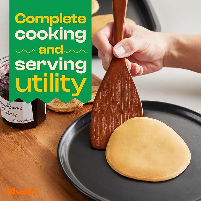 Riveira Set of 6 Premium Brown Bamboo Cooking Utensils - Bamboo Utensils for Cooking - Non-Toxic Kitchen Set - Wooden Kitchen Utensils for Non-Stick Cookware-Ruum Studio Home