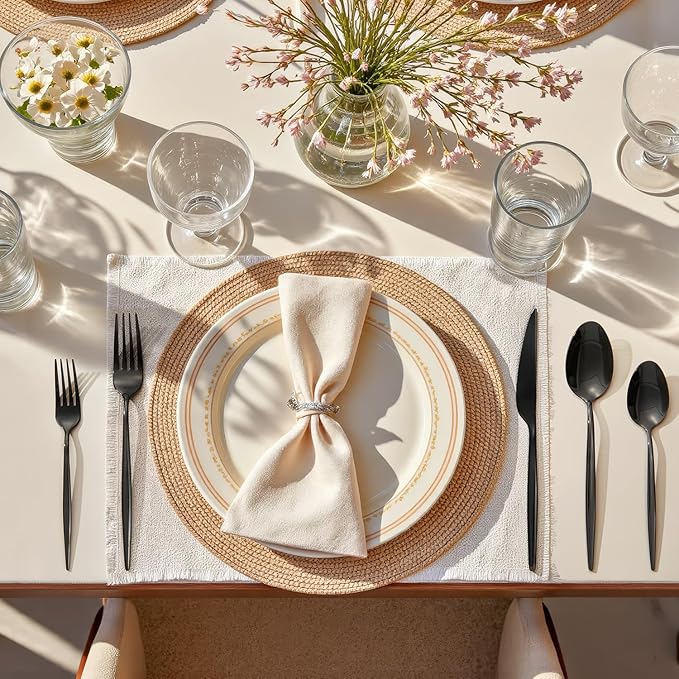 KINGSTONE Silverware Set, 40-Piece Flatware Set Cutlery Set Premium 18/10 Stainless Steel, Tableware Include Forks Knives Spoons for Home Kitchen Restaurant Wedding, Dishwasher Safe,Black-Ruum Studio Home