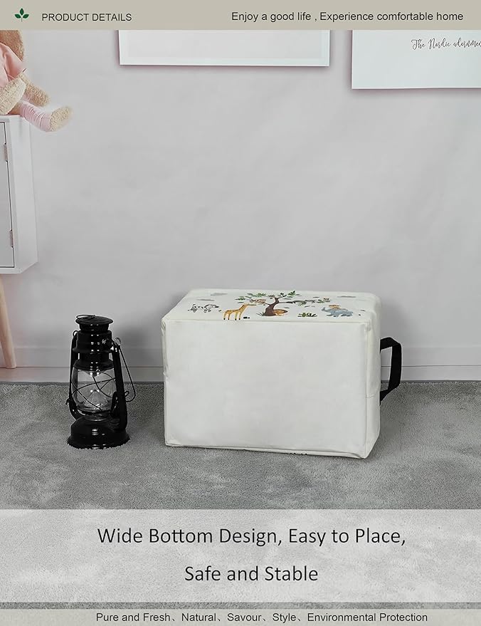 Rectangular Folding Laundry Basket,waterproof Canvas Basket,gift basket,Suitable for children's room,Office,Clothes,Toys Storage(Tree Animals)-Ruum Studio Home