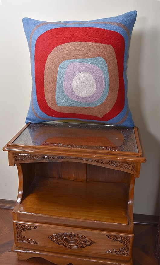 Kandinsky Modern Pillow Cover - Ruby Abstract Pillows | Contemporary Pillows | Mid Century Chair Cushions | Handmade Wool Size 18x18-Ruum Studio Home