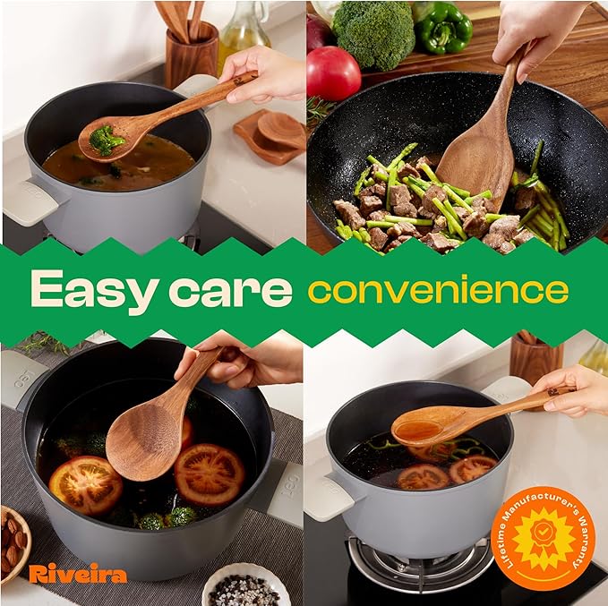 Riveira Walnut Wooden Spoons for Cooking Set of 6 – Natural Walnut Wooden Cooking Utensils, Wooden Spatula, Wooden Spoon - Premium Quality Wooden Utensil Set for Non-Toxic Cooking-Ruum Studio Home