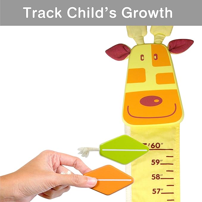 Wood and Fabric Wall Growth Chart, Height Measurement, Scale, Ruler for Kids (Giraffe)-Ruum Studio Home