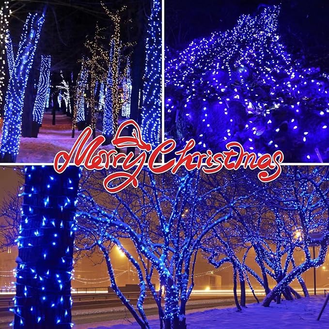 300LIGHTS(2*150L) Blue Extra-Bright with End Connectors Christmas Decorative Lights 19.44m UL Certified Mini String Light Set Waterproof for Home Garden Holiday Tree Party Patio Decor Wedding-Ruum Studio Home
