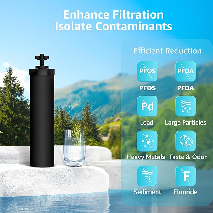 AQUACREST NSF/ANSI 42&372 Certified Water Filter, Replacement for Berkey® Gravity Water Filter System, Berkey® Black Purification Elements, Pack of 2-Ruum Studio Home