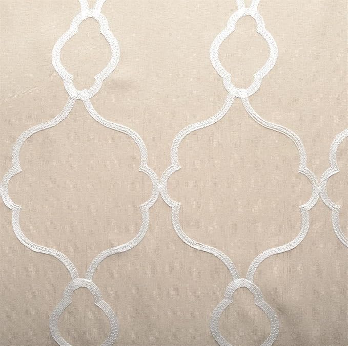 MIUCO Moroccan Embroidered Semi Sheer Curtains Faux Linen Grommet Window Drapes for Living Room 52 x 95 Inch 1 Pair Set, Linen-Ruum Studio Home