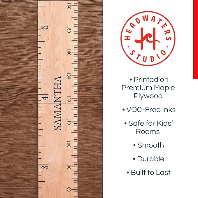 Personalized Wooden Growth Chart for Kids – Wall Height Ruler for Child Growth Tracking – Wooden Height Chart for Boys & Girls, Nursery & Home Decor Multiple Sizes & Colors-Ruum Studio Home