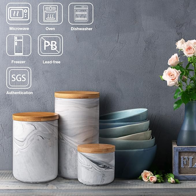 Yangbaga Coffee Canister with Airtight Lid, Ceramic Sugar Canisters Sets for the Kitchen, Food Storage Containers for Ground Coffee,Tea,Sugar,Spice-Ruum Studio Home
