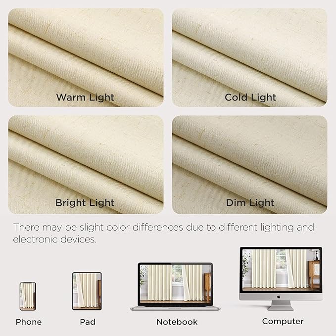 Joydeco Pinch Pleated Linen Curtains for Living Room, 100% Blackout Darkening Curtains 72 inches Length 2 Panel Thermal Insulated Pinch Pleat Drapes(Linen,40'' Wx72'' L)-Ruum Studio Home