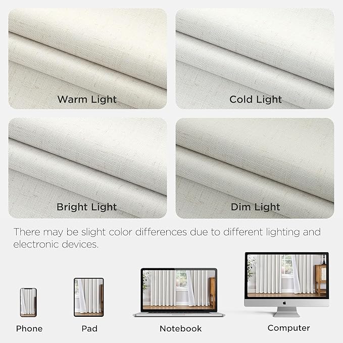 Joydeco Pleated Curtains for Living Room Bedroom, Linen Drapes 90 inch Length 2 Panels Set, Blackout Thermal Insulated Curtain(Ivory,40'' Wx90'' L)-Ruum Studio Home