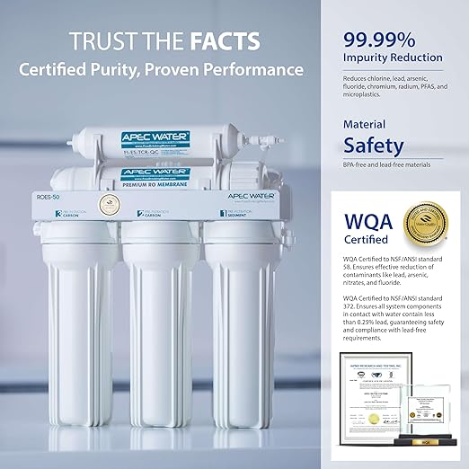 APEC Water Systems ROES-50 Essence Series Top Tier 5-Stage WQA Certified Ultra Safe Reverse Osmosis Drinking Water Filter System with Extra High Capacity Pre-Filter Set Stage 1-3-Ruum Studio Home