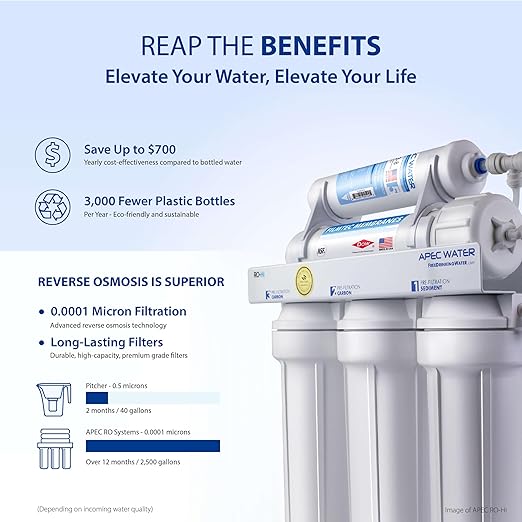 APEC Water Systems ROES-50 Essence Series Top Tier 5-Stage WQA Certified Ultra Safe Reverse Osmosis Drinking Water Filter System-Ruum Studio Home