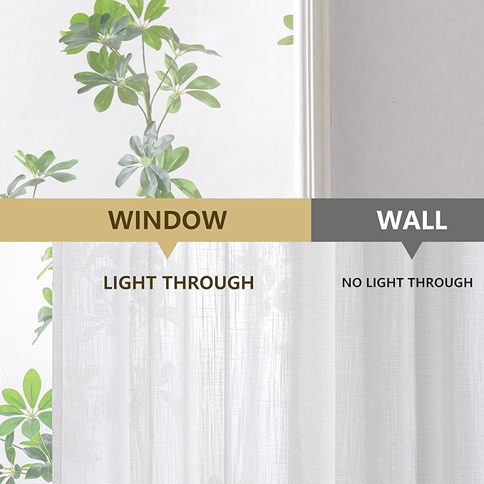MYSKY HOME Natural Curtains for Living Room, Beige Semi Sheer Curtains & Drapes Light Filtering Farmhouse Country Boho Style Back Tab Draperies for Sliding Glass Door (Customsize, Natural)-Ruum Studio Home