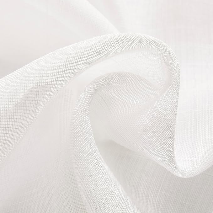 Joydeco Sheer Curtains 72 Inches Long, White Curtains for Living Room 2 Panels Set, Window Curtains Privacy Assured with Light Filtering(W52 x L72 Inch,Pure White)-Ruum Studio Home
