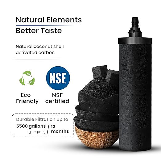 Gravity Water Filter System - 1.5 Gallons NSF Certified AISI 304 Stainless Steel Water Filter with 2 Smart (Black) Carbon Filter Elements & Free Stainless Steel Stand and Spigot (1.5G)-Ruum Studio Home