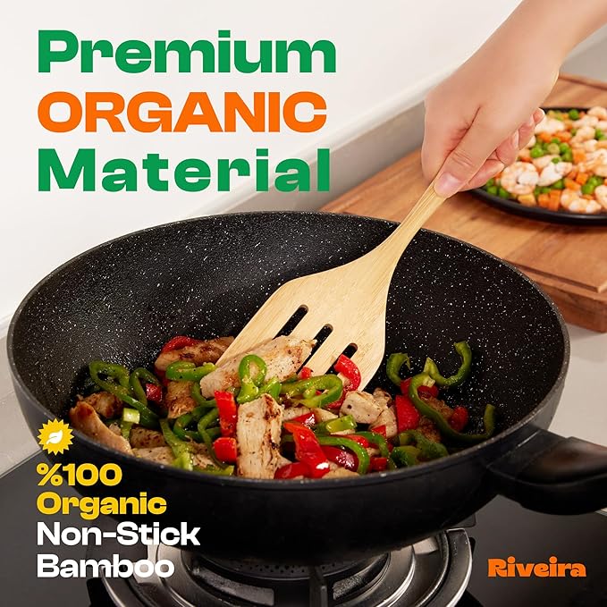 Riveira Natural Bamboo Wooden Cooking Utensils Set of 9 Premium Quality Non-Toxic Wooden Spoons and Spatulas for Cooking-Ruum Studio Home