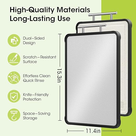 Dishwasher Safe 316 Stainless Steel Cutting Board for kitchen, Double-Sided Pure 316/Wheat Straw PP, Scratch-Resistant Chopping Board with Juice Groove&Grinding Area, Easy to Clean Large Size 16"*11"-Ruum Studio Home