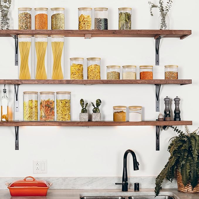 Glass Jars with Bamboo Lids (40oz in 3 Pack), Glass Food Jars and Canisters Sets, Pantry Food Storage Jars with Airtight Lids, Large Glass Canisters with lids-Ruum Studio Home