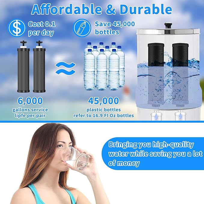 2 Pack Black Filters, Water Filter Replacement for Berkey BB9-2, Compatible with Berkey Gravity Water Filter Systems-Ruum Studio Home