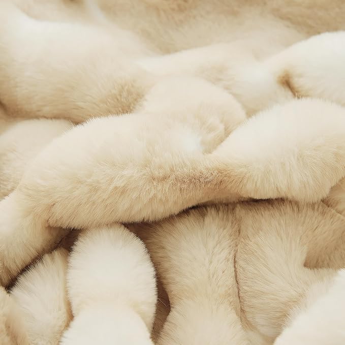 Tie-dye Camel Faux Fur Rabbit Thick Throw Blanket for Couch Living Room 50x60 Fluffy Bed Furry Comforter Soft Blanket Best Housewarming Home Gifts 860 GSM-Ruum Studio Home