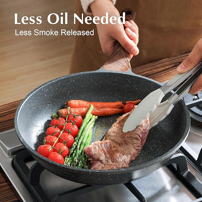 SENSARTE Nonstick Frying Pan Skillet with Lid, Omelet Pan with Cover, Healthy Egg Pan Chef's Pan, Kitchen Cooking Pan, Free of Intentionally Added PFOA (9.5inch + Glass Lid)-Ruum Studio Home