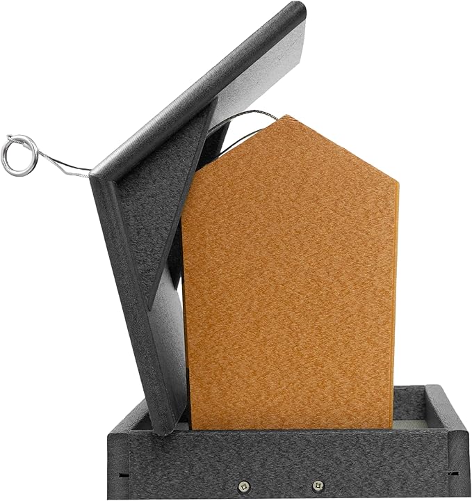 Poly Hanging Hopper Bird Feeder, Large Hanging Bird Feeder for Outside, Outdoors - Amish American Made (Black & Cedar)-Ruum Studio Home