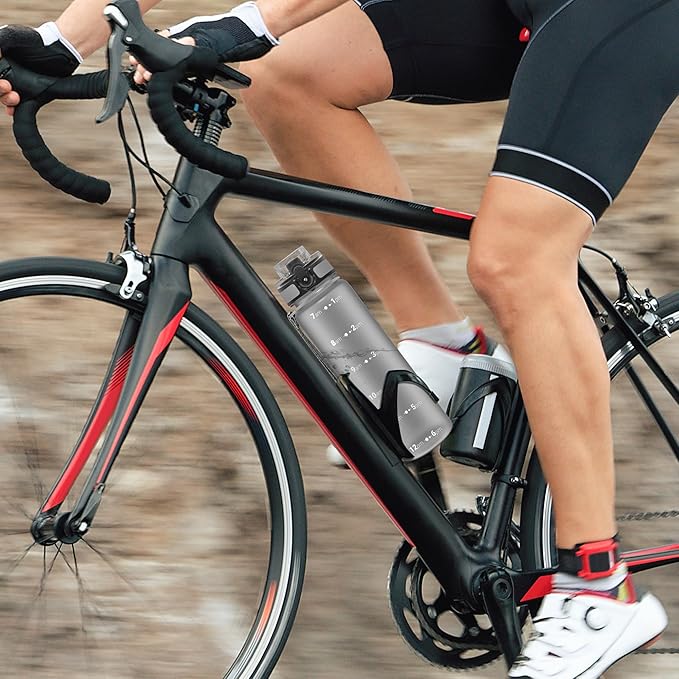 OLDLEY 32 oz Water Bottle, Motivational Water Bottle with Time Marker, Sports Water Bottle With Strap, Leakproof & BPA Free Large Water Bottles for School, Gym, Travel, Outdoor, Tritan,Gray-Ruum Studio Home