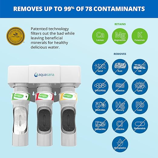Aquasana Under Sink Water Filter System - Reduces PFAS, Lead, & Chlorine in Drinking Water - Under Counter Claryum Filtration for Kitchen - 3-Stage Max Flow - Oil-Rubbed Bronze Faucet - AQ-5300+.62-Ruum Studio Home