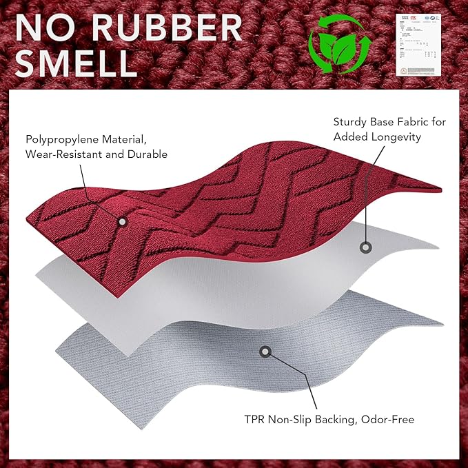 hicorfe Indoor Doormat,Front Back Door Mat Rubber Backing Non Slip Door Mats 20"x48" Absorbent Resist Dirt Entrance Doormat Inside Floor Mats for Entryway Washable Low-Profile(Red)-Ruum Studio Home