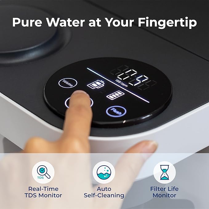 Bluevua RO100ROPOT-LITE Countertop Reverse Osmosis Water Filter System, 5 Stage Purification, 3:1 Pure to Drain, Portable Water Purifier (No Installation Required) (White)-Ruum Studio Home