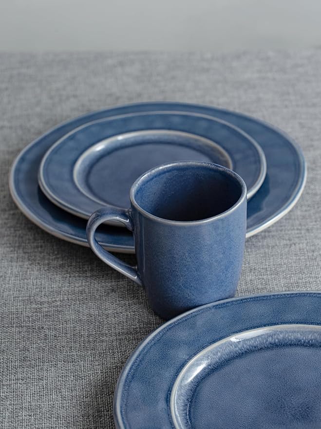 famiware Aurora Coffee Mugs, 14oz Mug Set of 4, Stoneware Mug, Cups for Kitchen, Cappuccino, Latte, Reactive Glaze, Microwave Safe, Scractch-resistant, Lagoon Blue-Ruum Studio Home