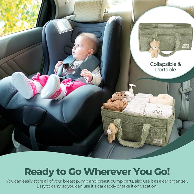 PeraBella Diaper Caddy Organizer for Changing Table, Storage Basket for Wipes, Gift for Baby Shower, Car Organizer, Nursery Organizer, Portable Storage-Ruum Studio Home