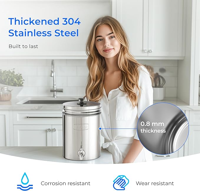 Waterdrop Gravity-fed Water Filter System, with Upgrade 3 Black Carbon Filters and Metal Spigot, 9000 Gallon Longer Lifespan and 150% Faster Flow, King Tank Series, 2.25G-Ruum Studio Home
