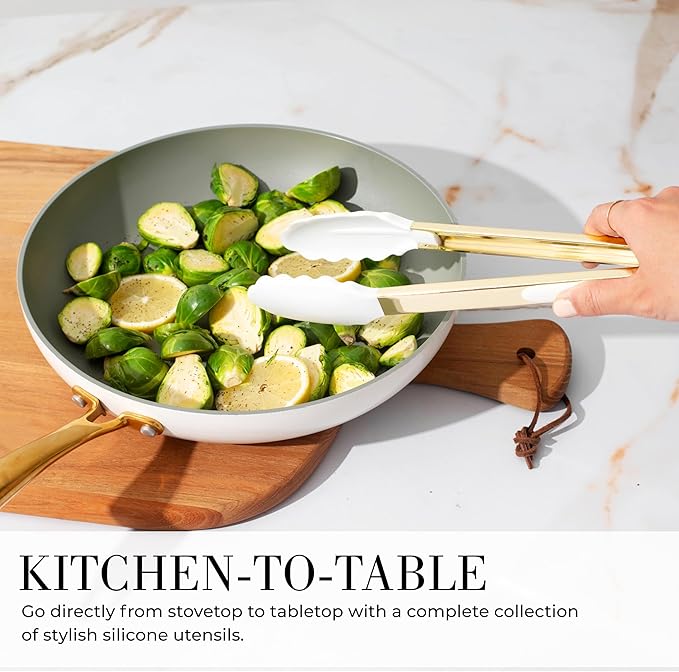 Styled Settings White and Gold Kitchen Utensils Set - 15-Piece BPA free, Non-Scratch, Utensils Set Includes White Silicone Cooking Utensils and Measuring Cups and Spoons-Ruum Studio Home