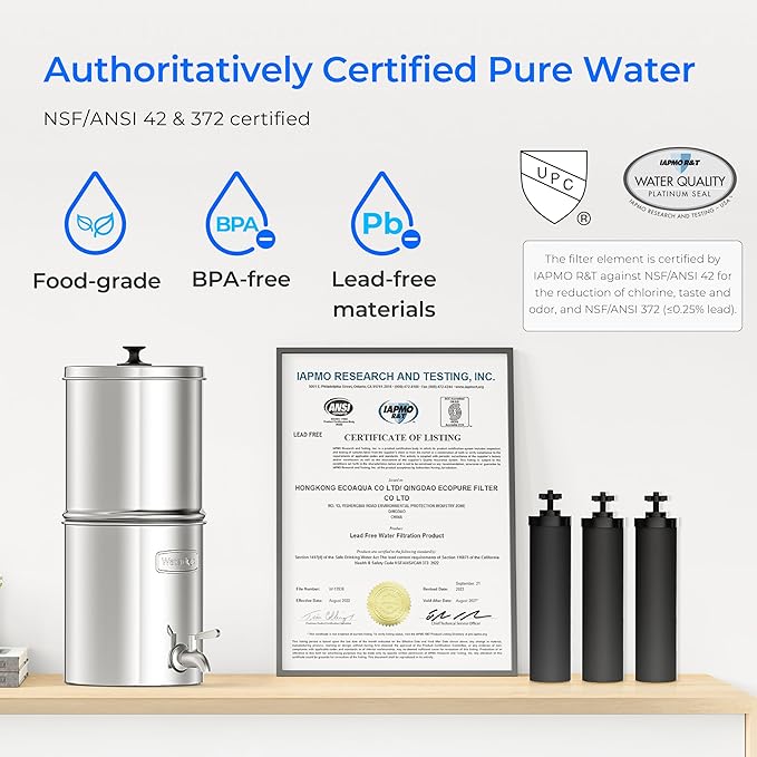 Waterdrop Gravity-fed Water Filter System, with Upgrade 3 Black Carbon Filters and Metal Spigot, 9000 Gallon Longer Lifespan and 150% Faster Flow, King Tank Series, 2.25G-Ruum Studio Home