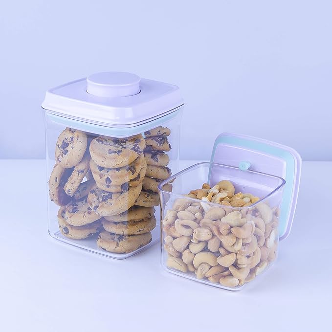 BopTop (2pc Set) Airtight Food Storage Container – Mechanical Silicone Seal Canister - BPA-Free Stackable - 1.5Qt/.5Qt-Ruum Studio Home