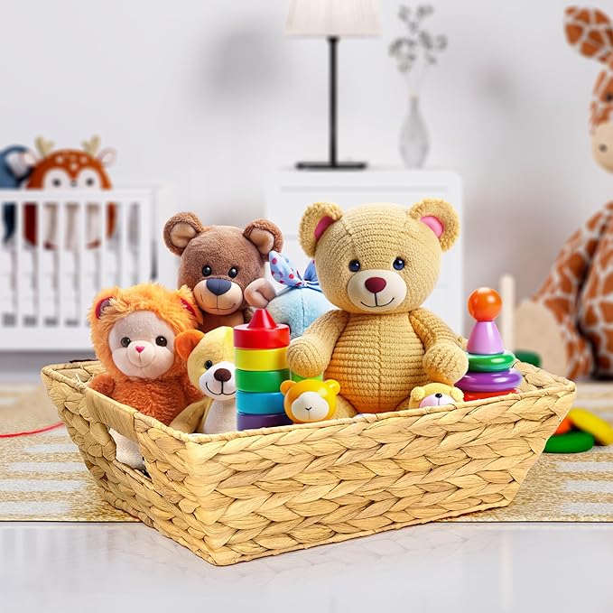 Set of 3 Snack Baskets, Wicker Snack Basket Organizer for Office, Small Wicker Baskets with Handles, (3 Medium Basket)-Ruum Studio Home