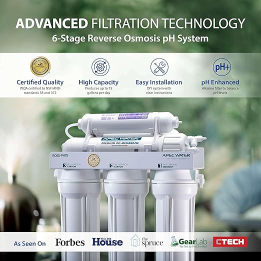 APEC Water Systems ROES-PH75 Essence Series Top Tier Alkaline Mineral pH+ 75 GPD 6-Stage Certified Ultra Safe Reverse Osmosis Drinking Water Filter System-Ruum Studio Home