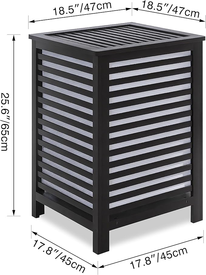 SMIBUY Double Laundry Hamper with Lid, 120L Bamboo Laundry Basket with Removable Liner Bag, 2-Section Clothes Divider Laundry Sorter for Laundry Room, Bathroom, Bedroom (Black)-Ruum Studio Home